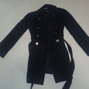 Express Black Double-Breasted Trench Coat
